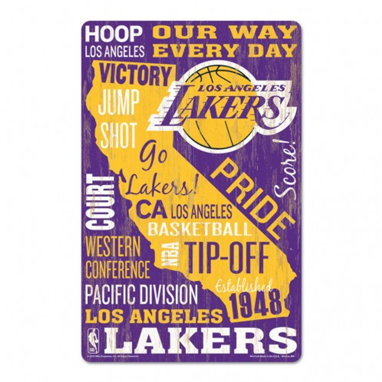 Los Angeles Lakers Sign 11x17 Wood Wordage Design - Sports Collectibles, Sports Memorabilia, Sports Fan Shop, Sports Gifts