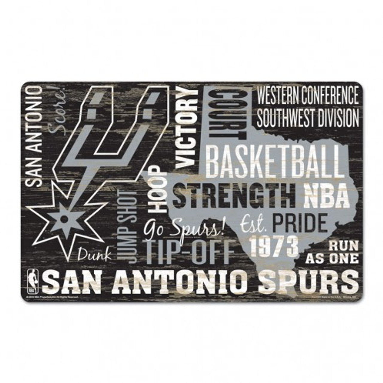San Antonio Spurs Sign 11x17 Wood Wordage Design - Sports Collectibles, Sports Memorabilia, Sports Fan Shop, Sports Gifts