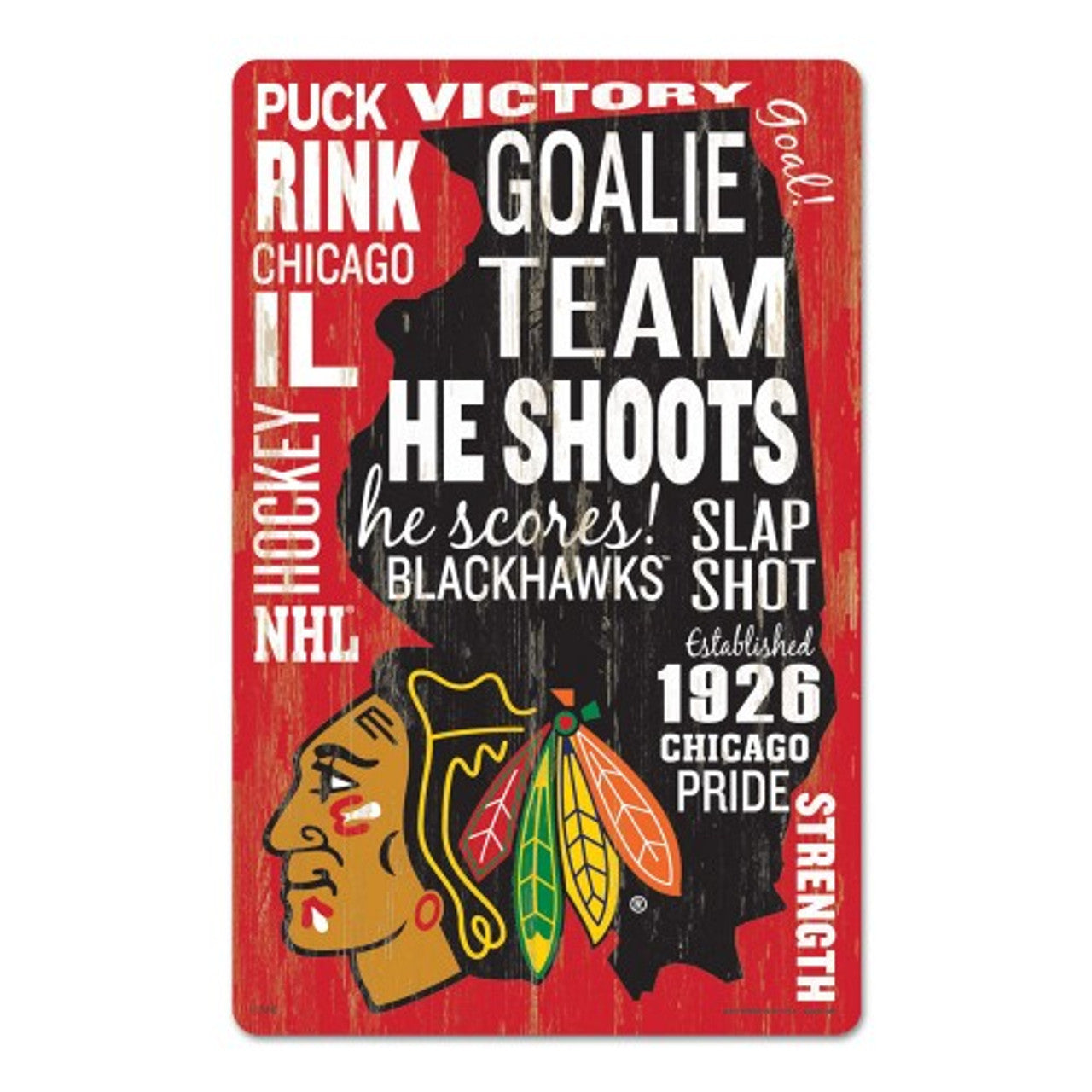 Chicago Blackhawks Sign 11x17 Wood Wordage Design - Sports Collectibles, Sports Memorabilia, Sports Fan Shop, Sports Gifts
