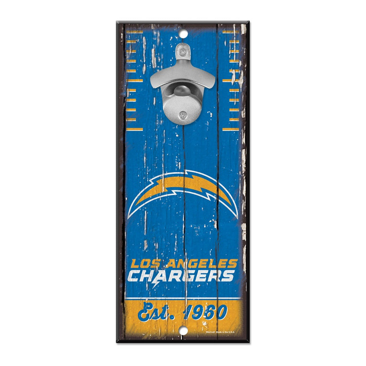 Los Angeles Chargers Sign Wood 5x11 Bottle Opener - Sports Collectibles, Sports Memorabilia, Sports Fan Shop, Sports Gifts