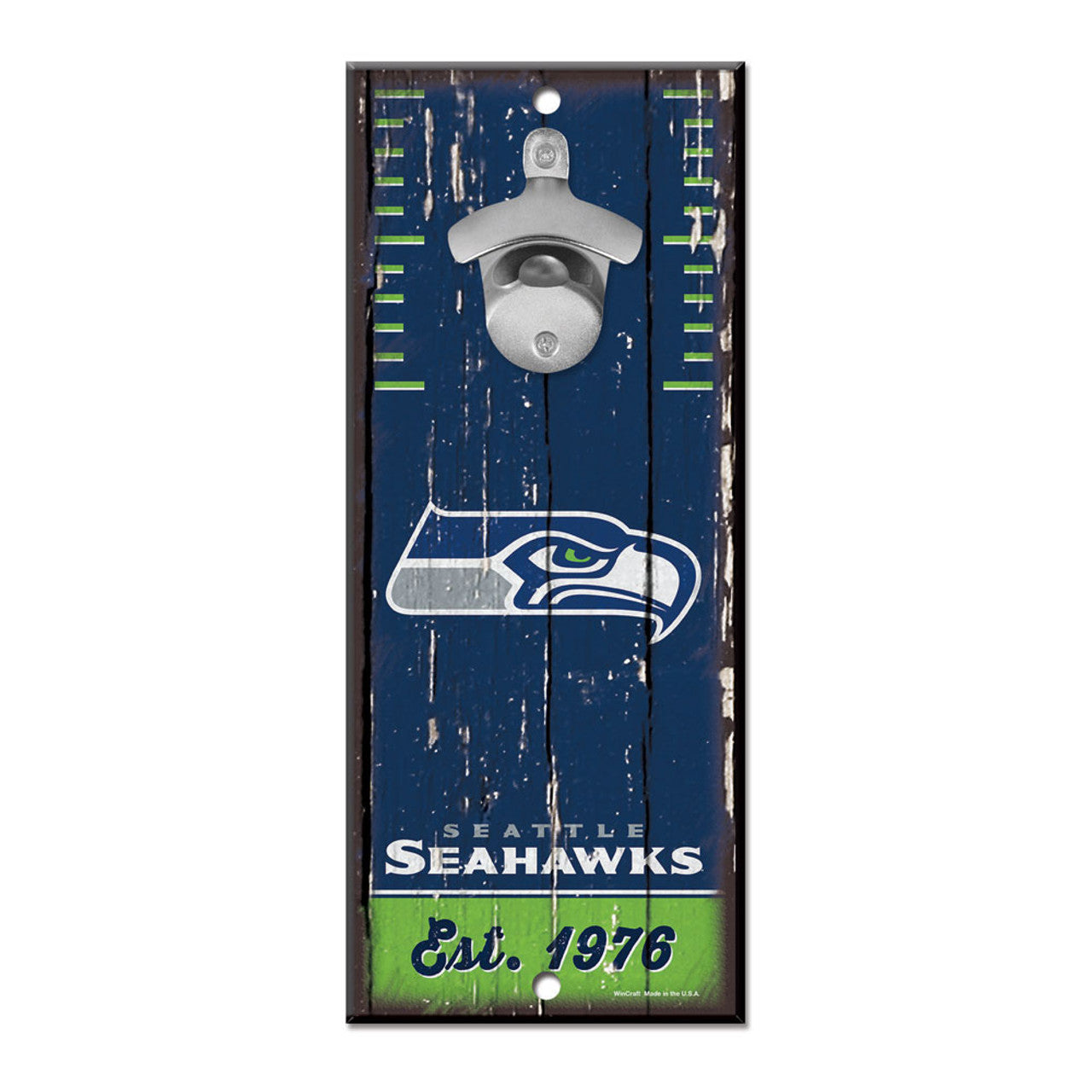 Seattle Seahawks Sign Wood 5x11 Bottle Opener - Sports Collectibles, Sports Memorabilia, Sports Fan Shop, Sports Gifts
