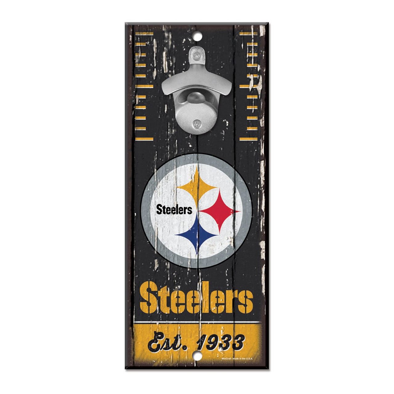 Pittsburgh Steelers Sign Wood 5x11 Bottle Opener - Sports Collectibles, Sports Memorabilia, Sports Fan Shop, Sports Gifts