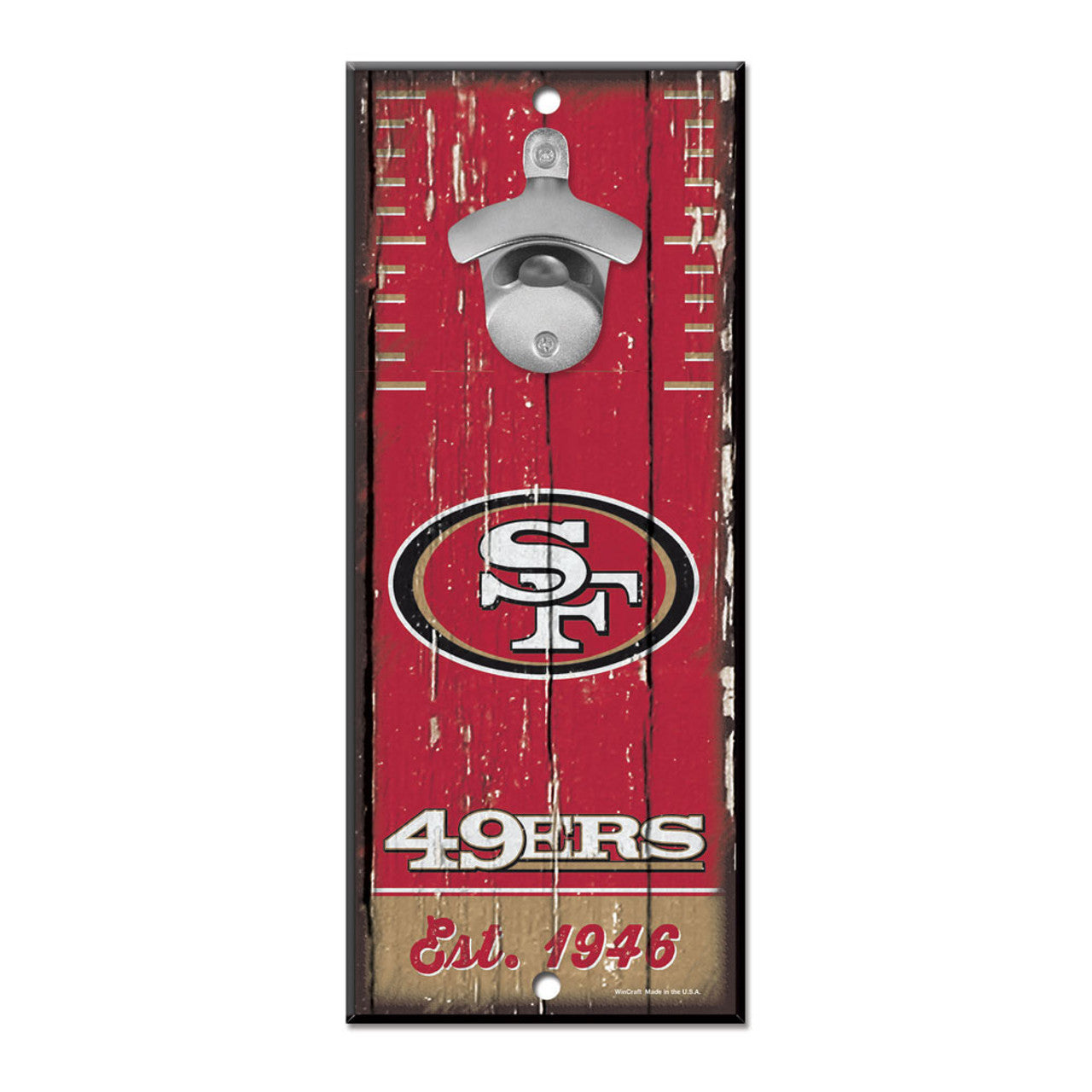 San Francisco 49ers Sign Wood 5x11 Bottle Opener - Sports Collectibles, Sports Memorabilia, Sports Fan Shop, Sports Gifts