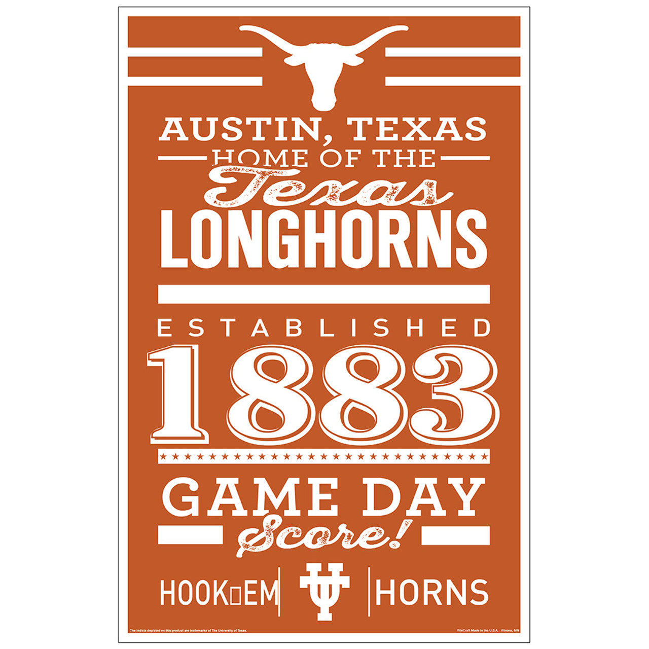 Texas Longhorns Sign 11x17 Wood Established Design - Sports Collectibles, Sports Memorabilia, Sports Fan Shop, Sports Gifts