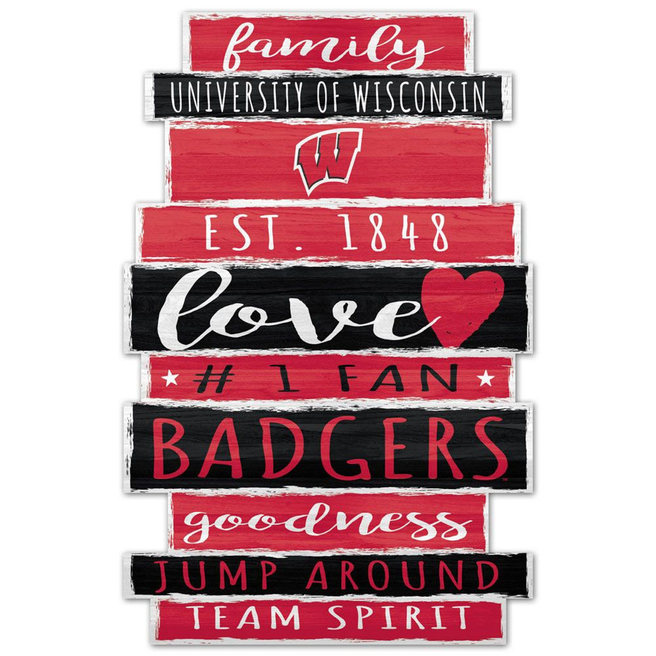 Wisconsin Badgers Sign 11x17 Wood Family Word Design - Sports Collectibles, Sports Memorabilia, Sports Fan Shop, Sports Gifts