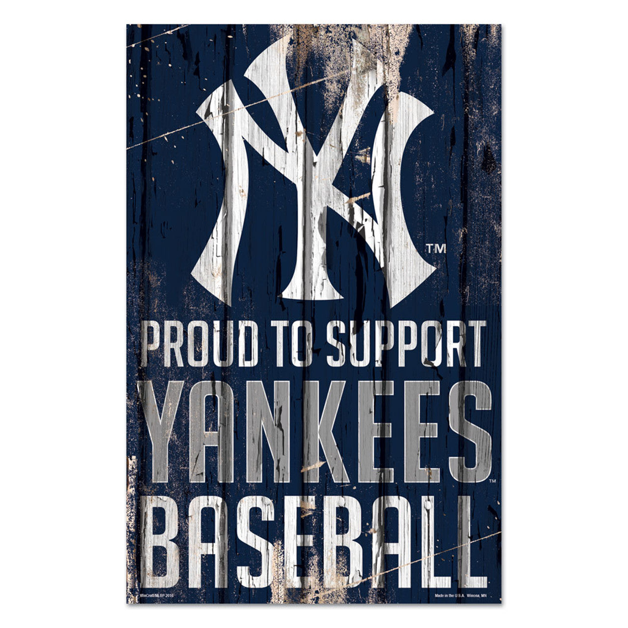 New York Yankees Sign 11x17 Wood Proud to Support Design - Sports Collectibles, Sports Memorabilia, Sports Fan Shop, Sports Gifts