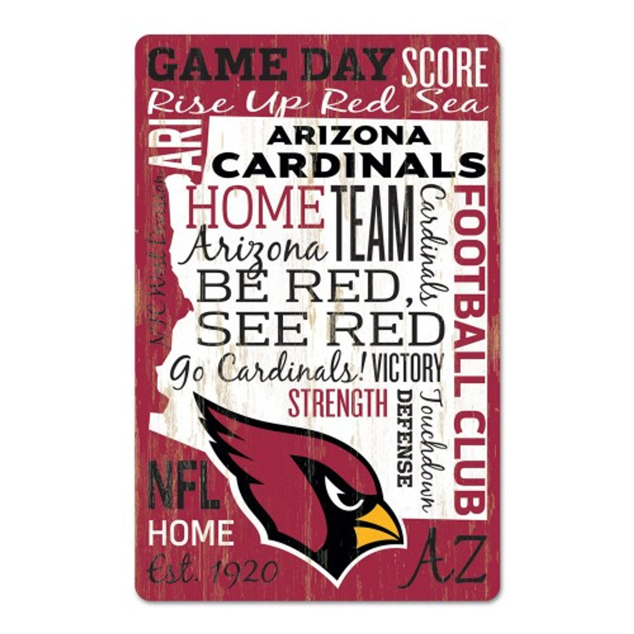Arizona Cardinals Sign 11x17 Wood Wordage Design - Sports Collectibles, Sports Memorabilia, Sports Fan Shop, Sports Gifts