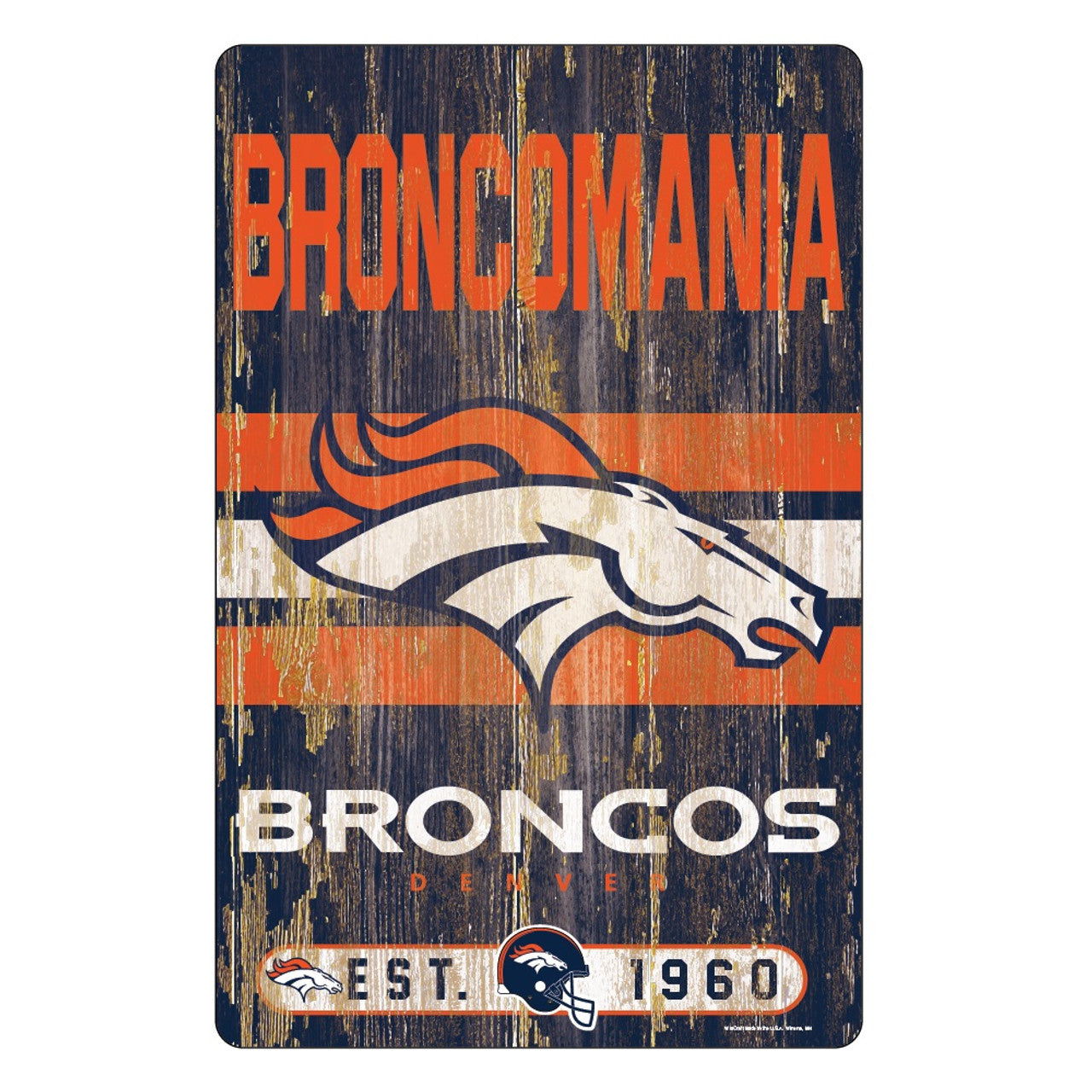 Denver Broncos Sign 11x17 Wood Slogan Design - Sports Collectibles, Sports Memorabilia, Sports Fan Shop, Sports Gifts