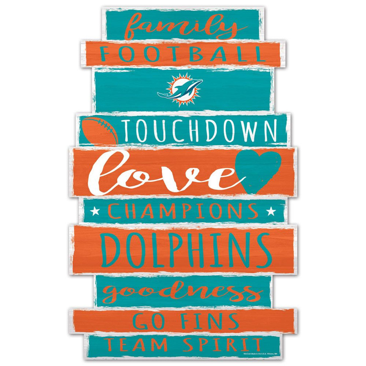 Miami Dolphins Sign 11x17 Wood Family Word Design - Sports Collectibles, Sports Memorabilia, Sports Fan Shop, Sports Gifts
