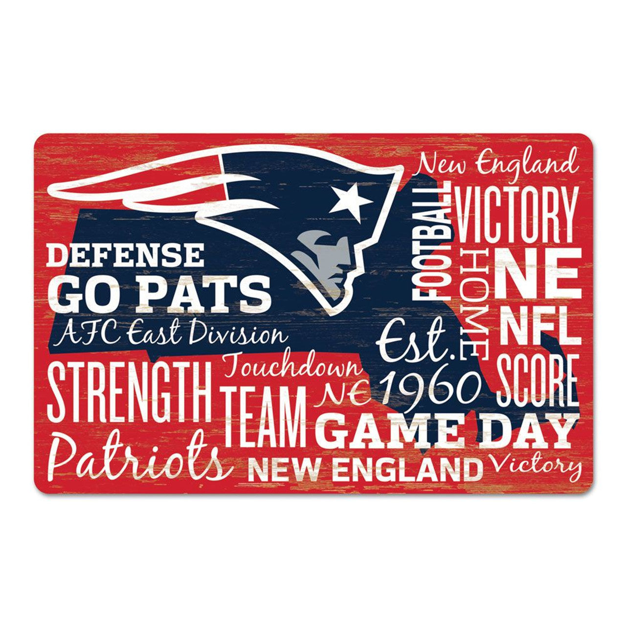 New England Patriots Sign 11x17 Wood Established Design - Sports Collectibles, Sports Memorabilia, Sports Fan Shop, Sports Gifts