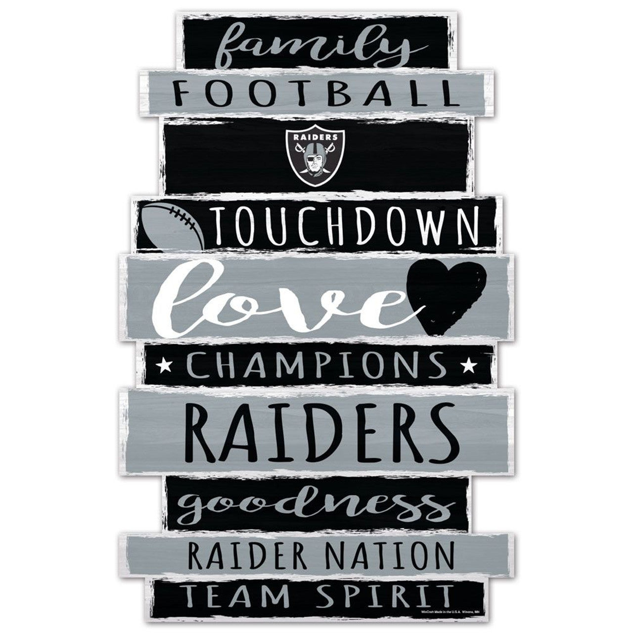 Las Vegas Raiders Sign 11x17 Wood Family Word Design - Sports Collectibles, Sports Memorabilia, Sports Fan Shop, Sports Gifts