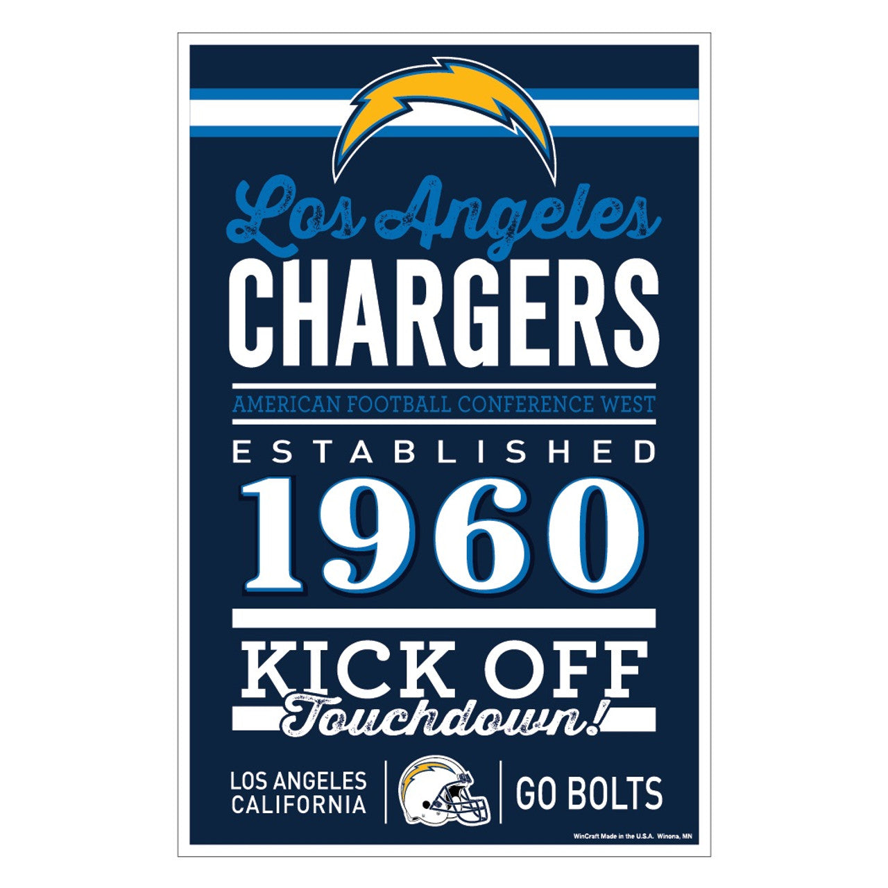 Los Angeles Chargers Sign 11x17 Wood Established Design - Sports Collectibles, Sports Memorabilia, Sports Fan Shop, Sports Gifts