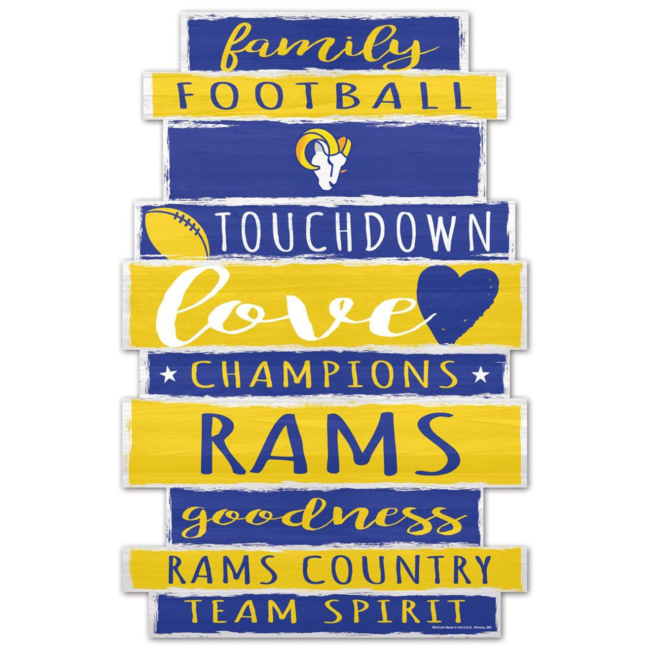 Los Angeles Rams Sign 11x17 Wood Family Word Design - Sports Collectibles, Sports Memorabilia, Sports Fan Shop, Sports Gifts