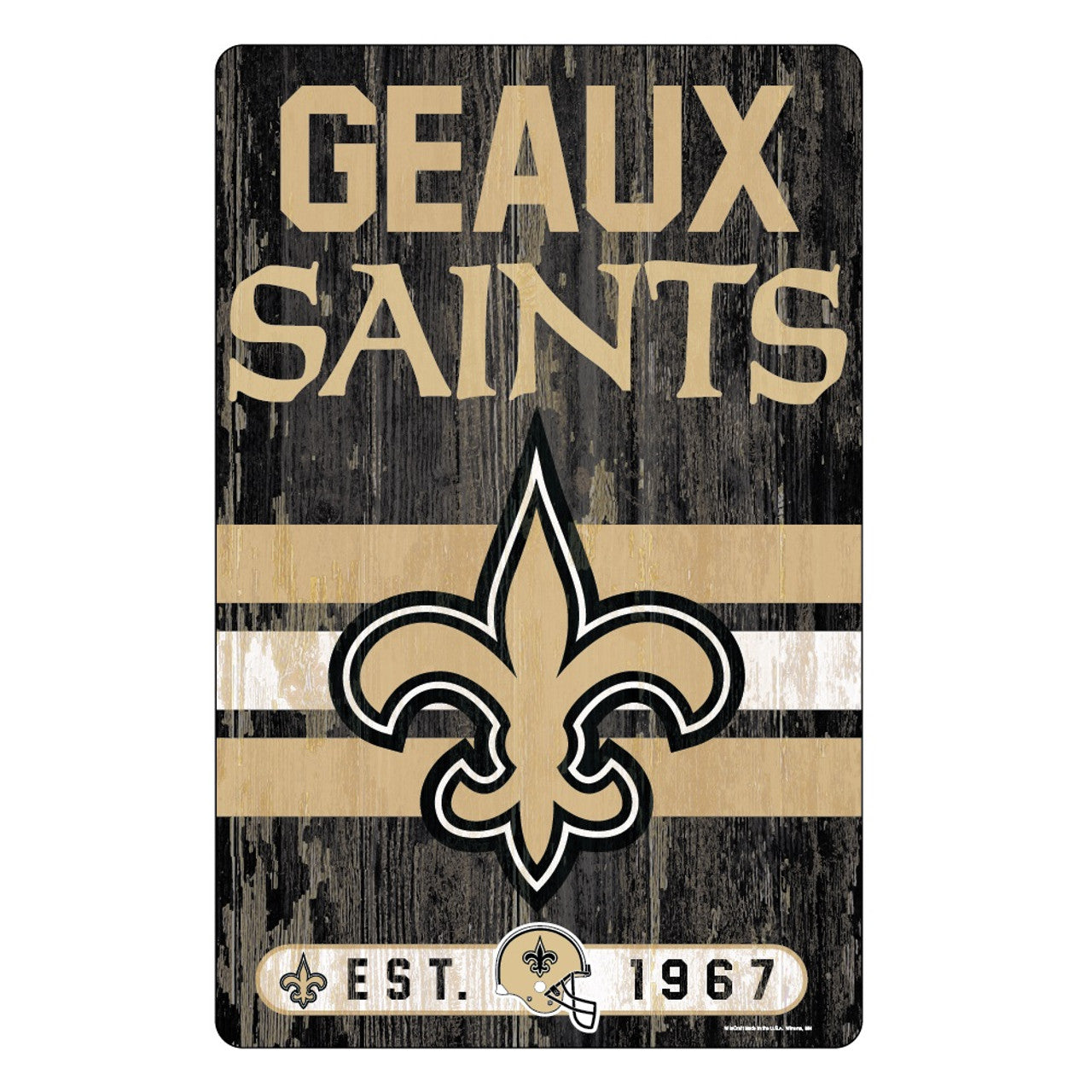 New Orleans Saints Sign 11x17 Wood Slogan Design - Sports Collectibles, Sports Memorabilia, Sports Fan Shop, Sports Gifts