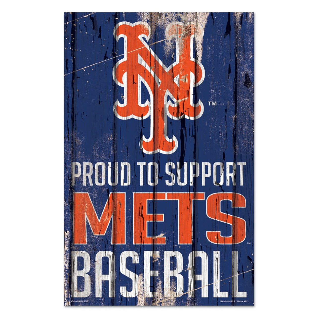 New York Mets Sign 11x17 Wood Proud to Support Design - Special Order - Sports Collectibles, Sports Memorabilia, Sports Fan Shop, Sports Gifts