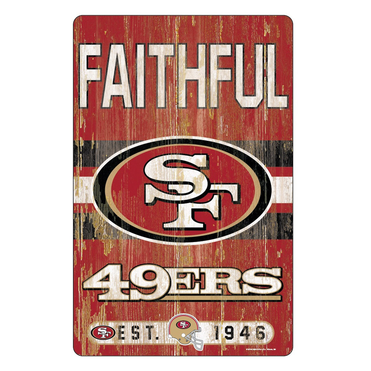 San Francisco 49ers Sign 11x17 Wood Slogan Design - Sports Collectibles, Sports Memorabilia, Sports Fan Shop, Sports Gifts