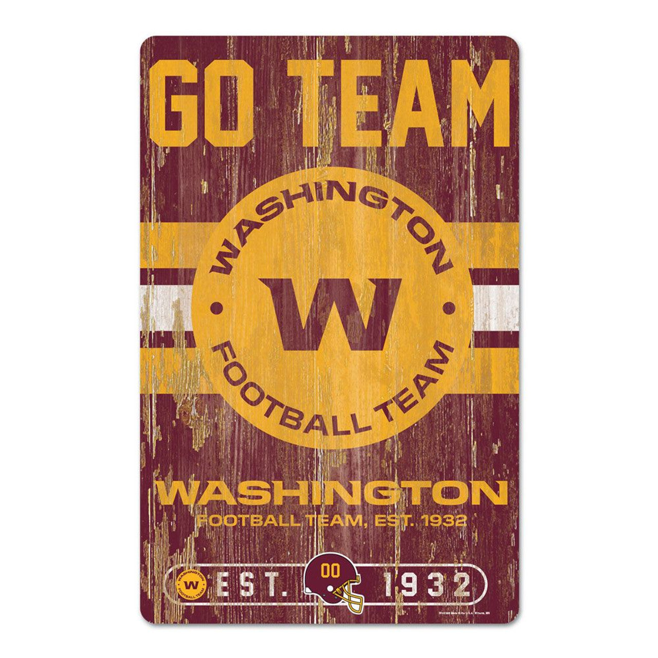 Washington Football Team Sign 11x17 Wood Slogan Design - Sports Collectibles, Sports Memorabilia, Sports Fan Shop, Sports Gifts
