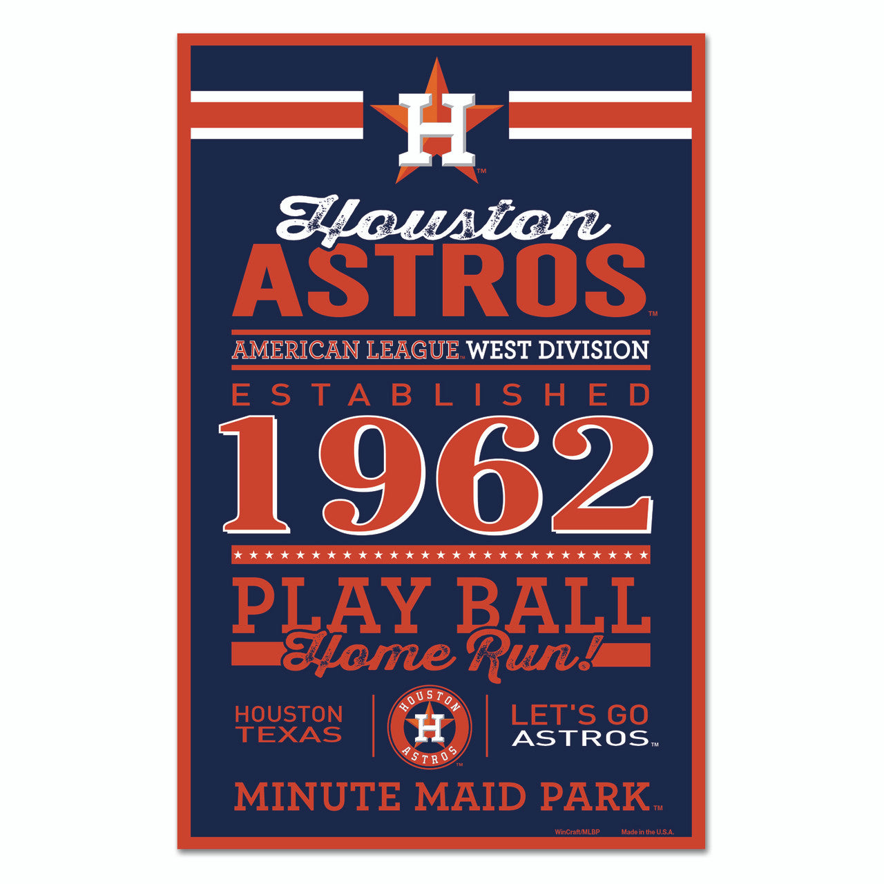 Houston Astros Sign 11x17 Wood Established Design - Special Order - Sports Collectibles, Sports Memorabilia, Sports Fan Shop, Sports Gifts