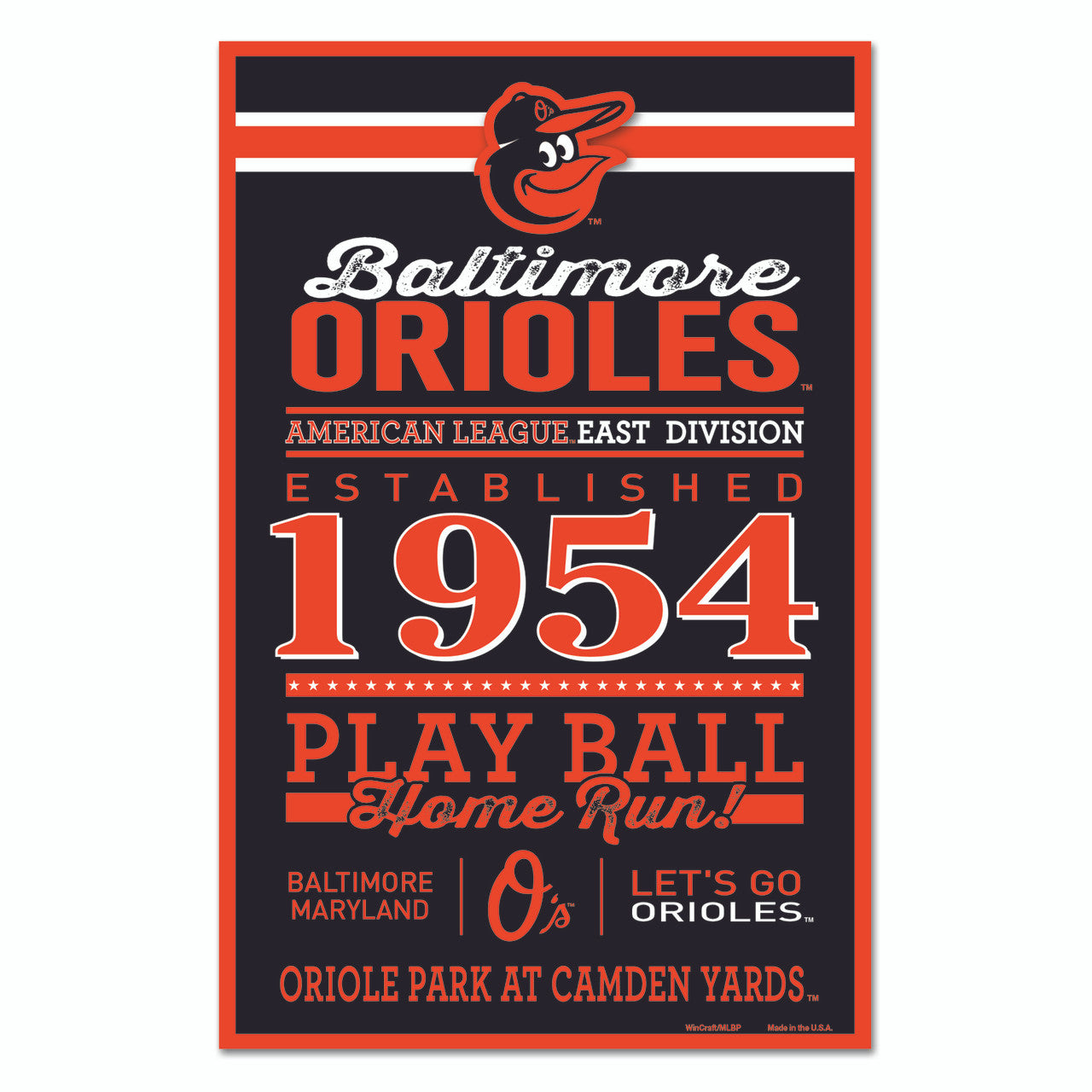 Baltimore Orioles Sign 11x17 Wood Established Design - Special Order - Sports Collectibles, Sports Memorabilia, Sports Fan Shop, Sports Gifts
