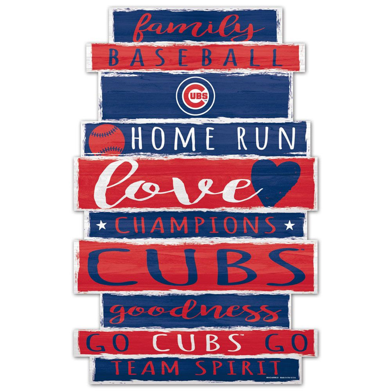 Chicago Cubs Sign 11x17 Wood Family Word Design - Sports Collectibles, Sports Memorabilia, Sports Fan Shop, Sports Gifts