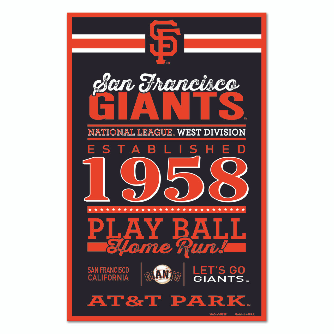 San Francisco Giants Sign 11x17 Wood Established Design - Sports Collectibles, Sports Memorabilia, Sports Fan Shop, Sports Gifts