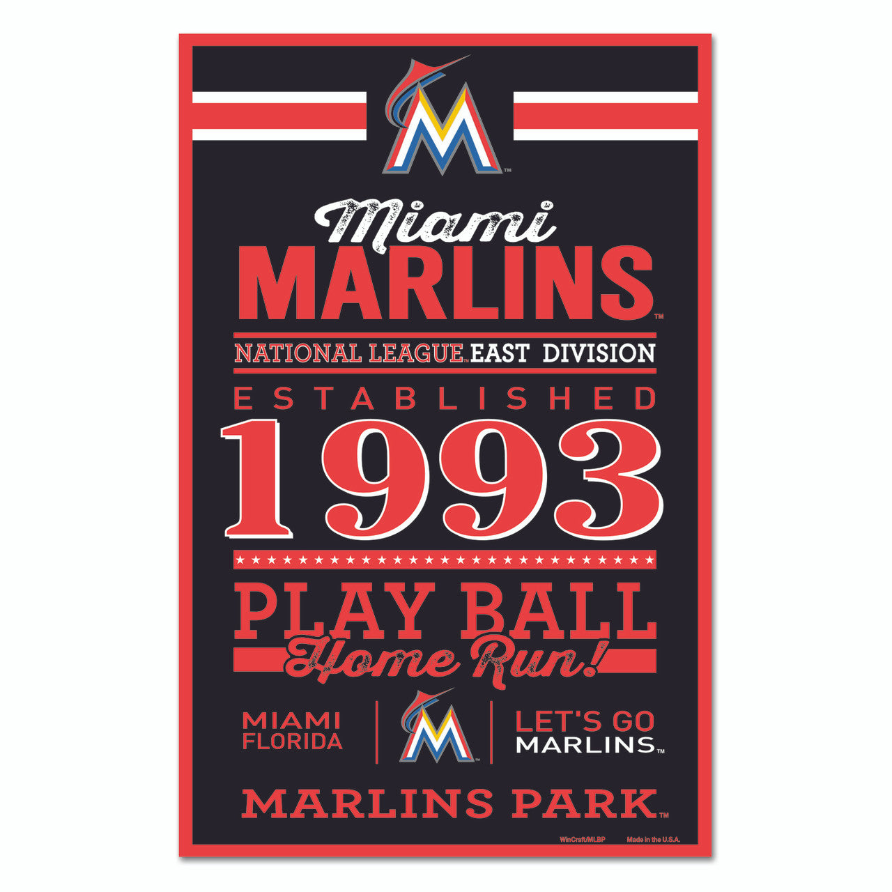 Miami Marlins Sign 11x17 Wood Established Design - Special Order - Sports Collectibles, Sports Memorabilia, Sports Fan Shop, Sports Gifts