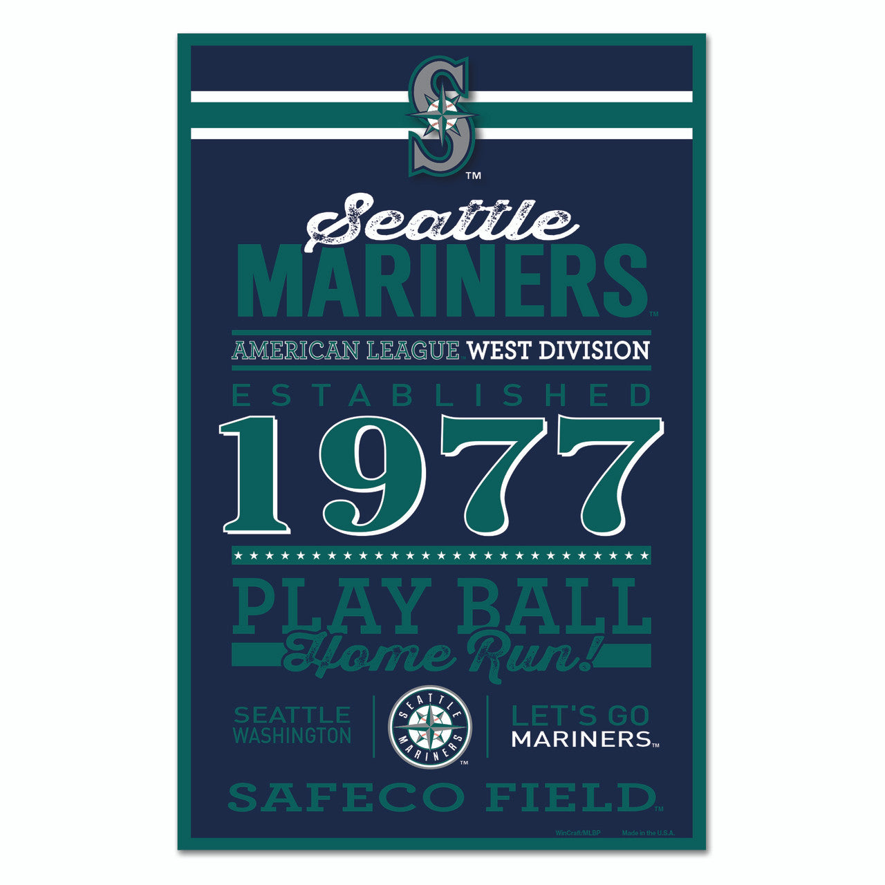 Seattle Mariners Sign 11x17 Wood Established Design - Special Order - Sports Collectibles, Sports Memorabilia, Sports Fan Shop, Sports Gifts