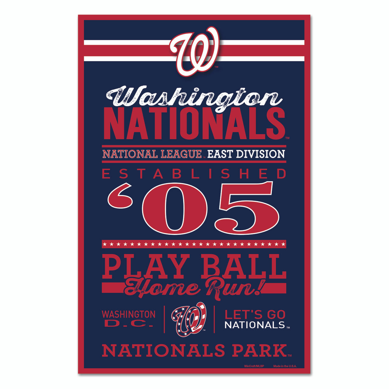 Washington Nationals Sign 11x17 Wood Established Design - Special Order - Sports Collectibles, Sports Memorabilia, Sports Fan Shop, Sports Gifts
