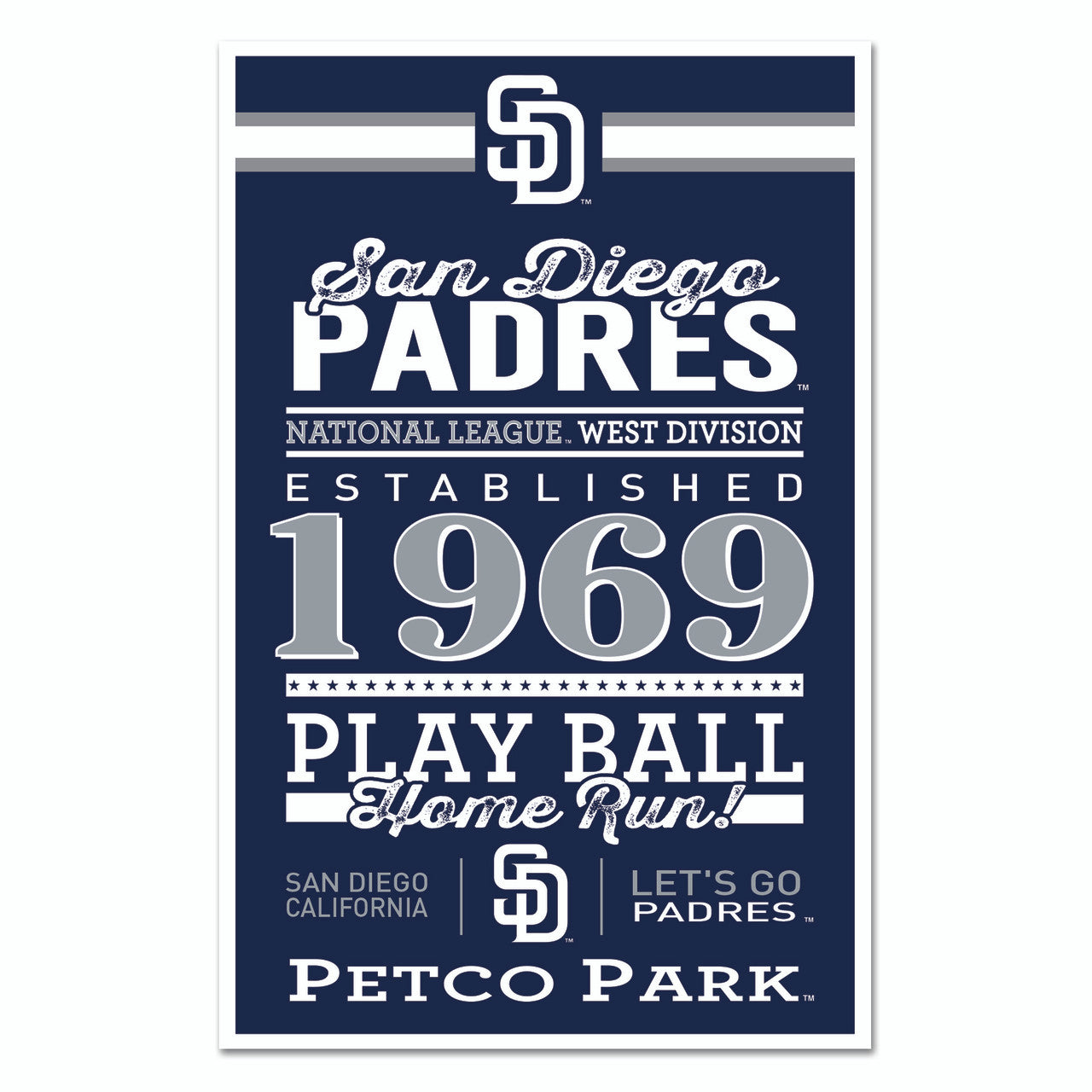 San Diego Padres Sign 11x17 Wood Established Design - Special Order - Sports Collectibles, Sports Memorabilia, Sports Fan Shop, Sports Gifts