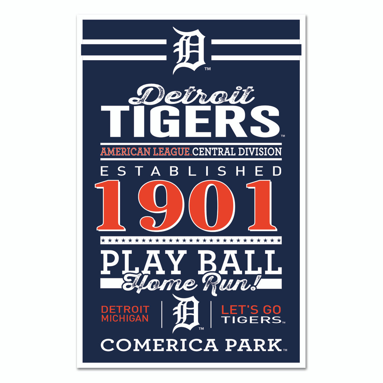 Detroit Tigers Sign 11x17 Wood Established Design - Sports Collectibles, Sports Memorabilia, Sports Fan Shop, Sports Gifts