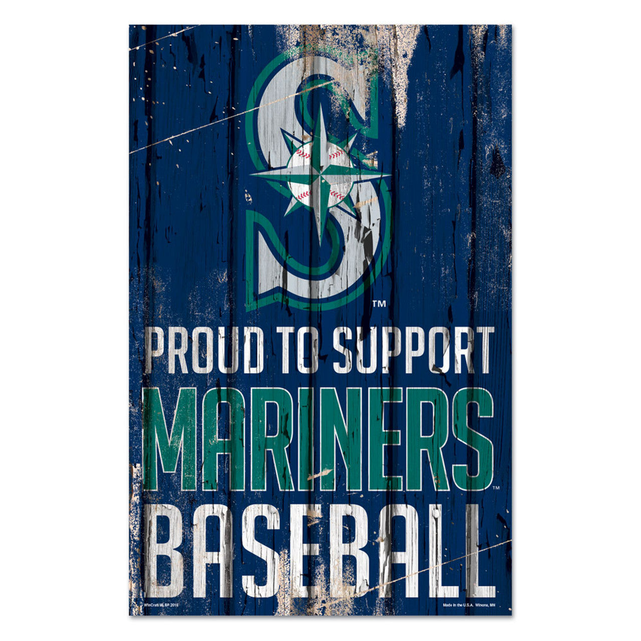 Seattle Mariners Sign 11x17 Wood Proud to Support Design - Special Order - Sports Collectibles, Sports Memorabilia, Sports Fan Shop, Sports Gifts