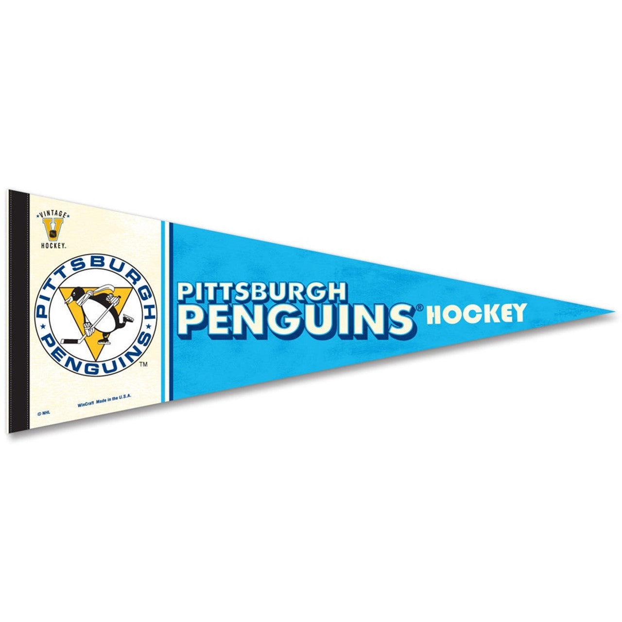 Pittsburgh Penguins Pennant 12x30 Premium Style Vintage Design Special Order - Sports Collectibles, Sports Memorabilia, Sports Fan Shop, Sports Gifts