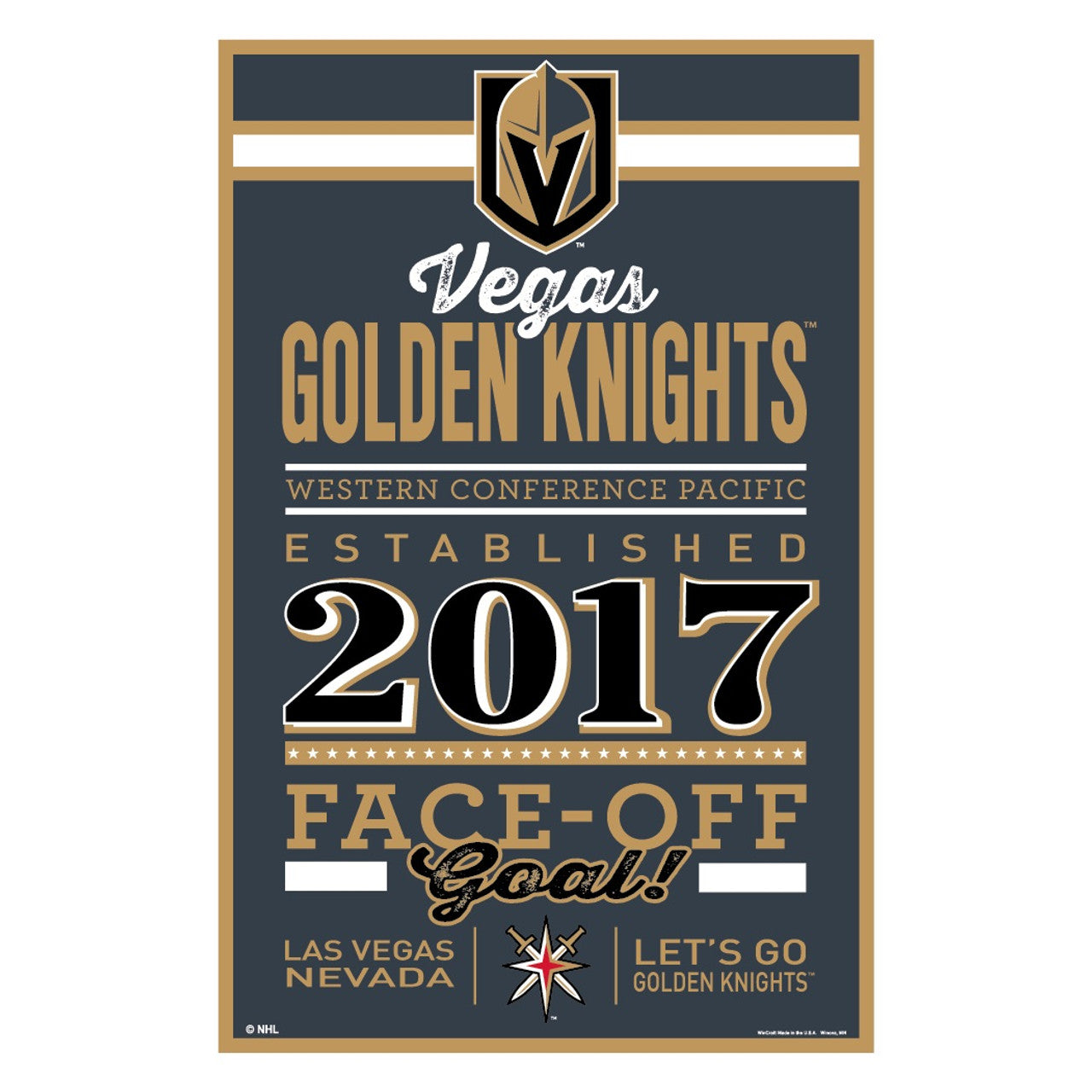 Vegas Golden Knights Sign 11x17 Wood Established Design - Sports Collectibles, Sports Memorabilia, Sports Fan Shop, Sports Gifts