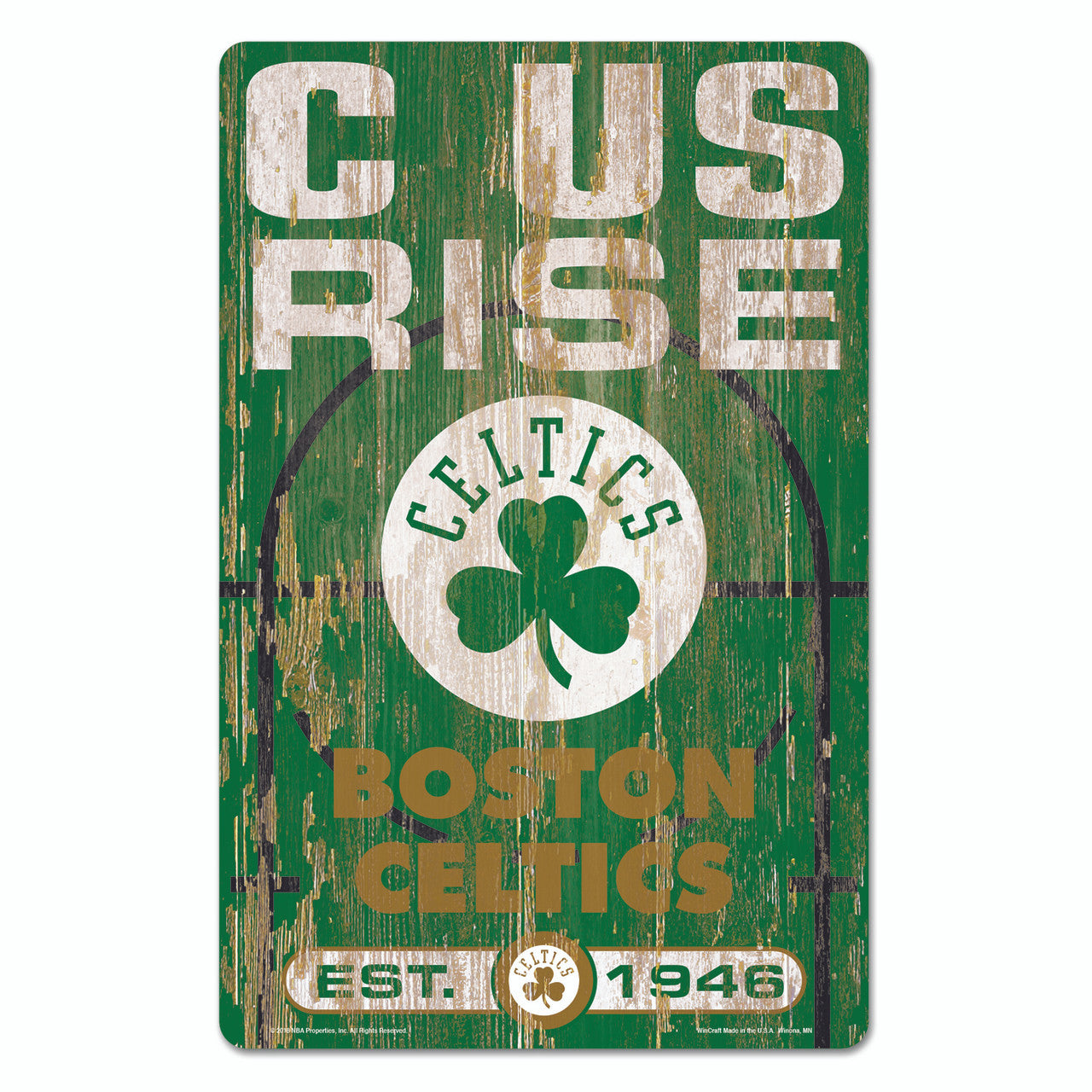 Boston Celtics Sign 11x17 Wood Slogan Design - Sports Collectibles, Sports Memorabilia, Sports Fan Shop, Sports Gifts