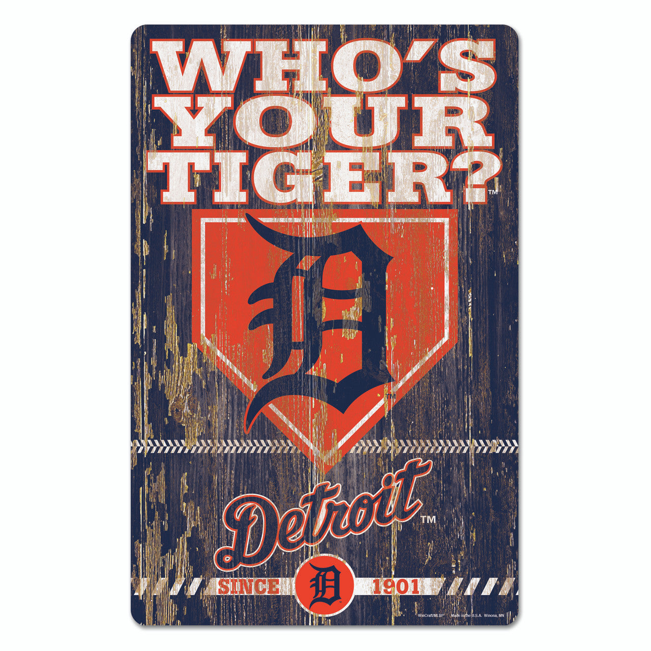 Detroit Tigers Sign 11x17 Wood Slogan Design - Sports Collectibles, Sports Memorabilia, Sports Fan Shop, Sports Gifts
