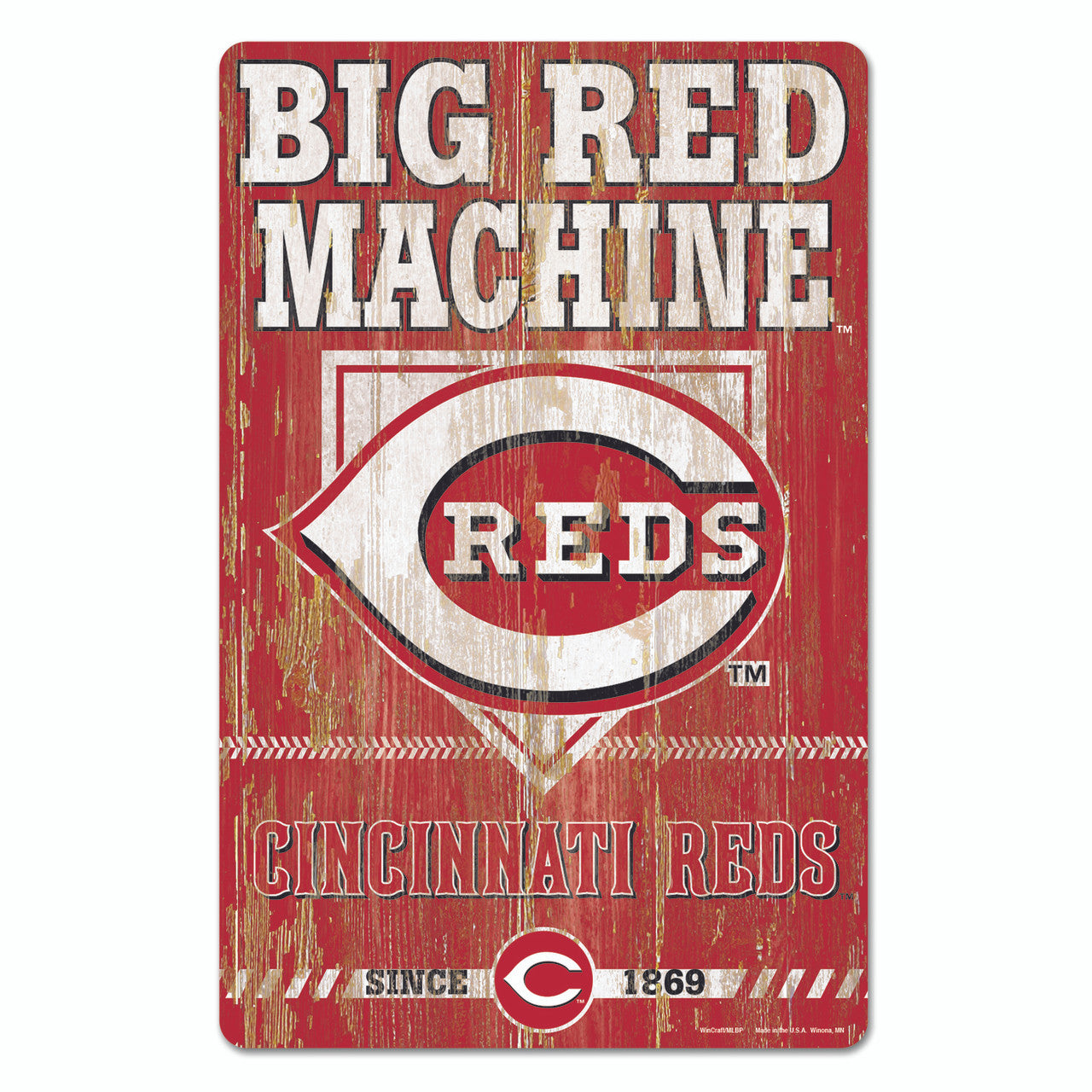 Cincinnati Reds Sign 11x17 Wood Slogan Design - Sports Collectibles, Sports Memorabilia, Sports Fan Shop, Sports Gifts