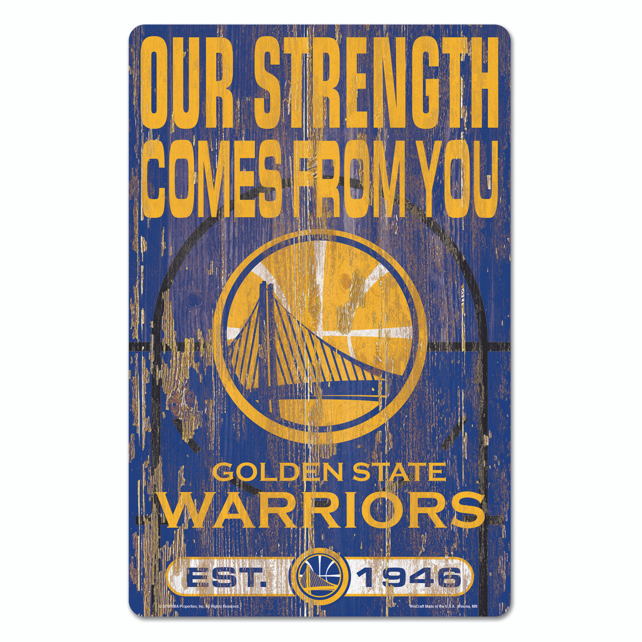 Golden State Warriors Sign 11x17 Wood Slogan Design - Sports Collectibles, Sports Memorabilia, Sports Fan Shop, Sports Gifts