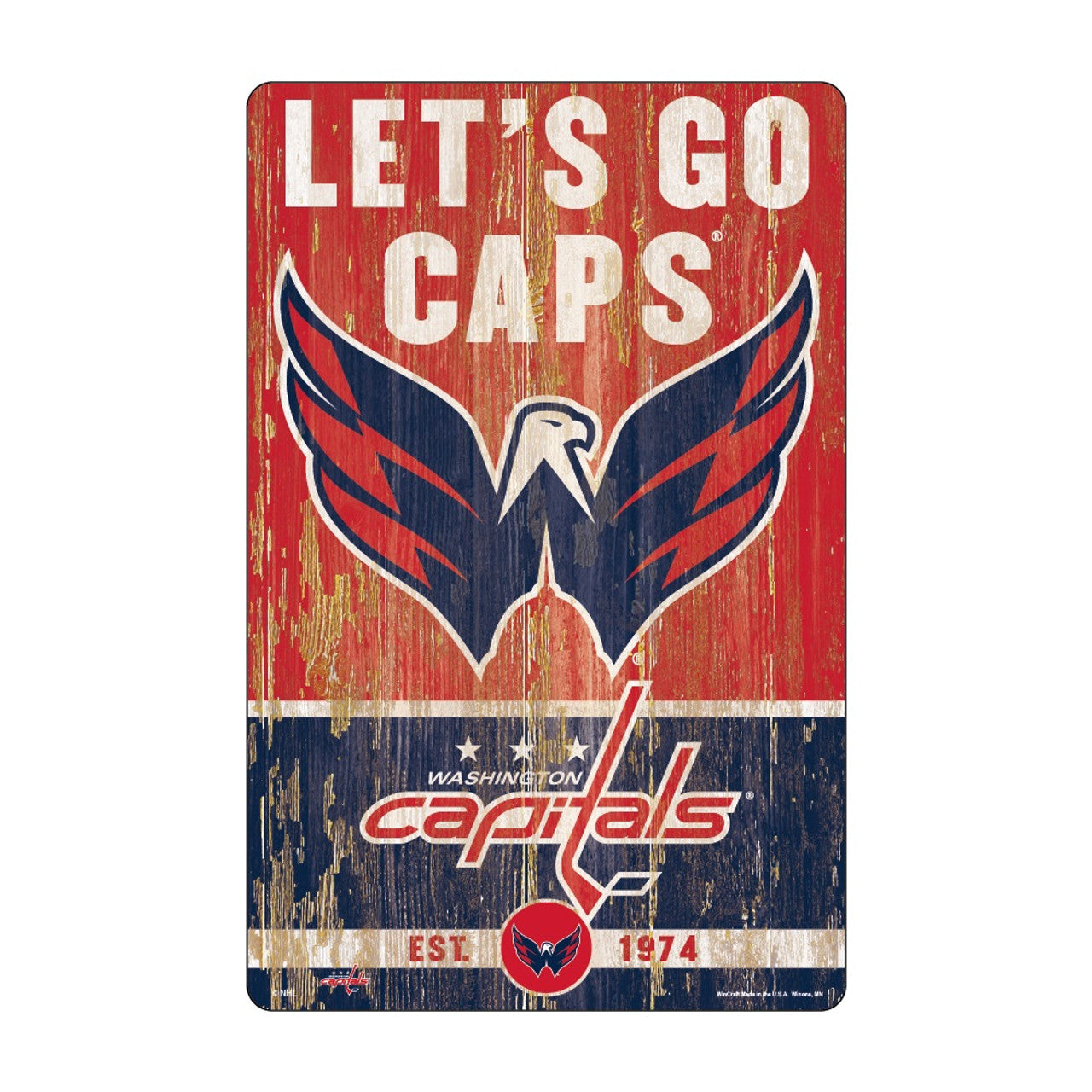 Washington Capitals Sign 11x17 Wood Slogan Design - Sports Collectibles, Sports Memorabilia, Sports Fan Shop, Sports Gifts