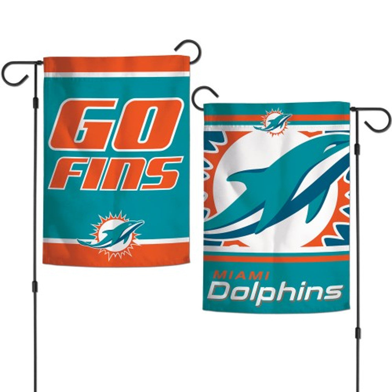 Miami Dolphins Flag 12x18 Garden Style 2 Sided Slogan Design - Special Order - Sports Collectibles, Sports Memorabilia, Sports Fan Shop, Sports Gifts