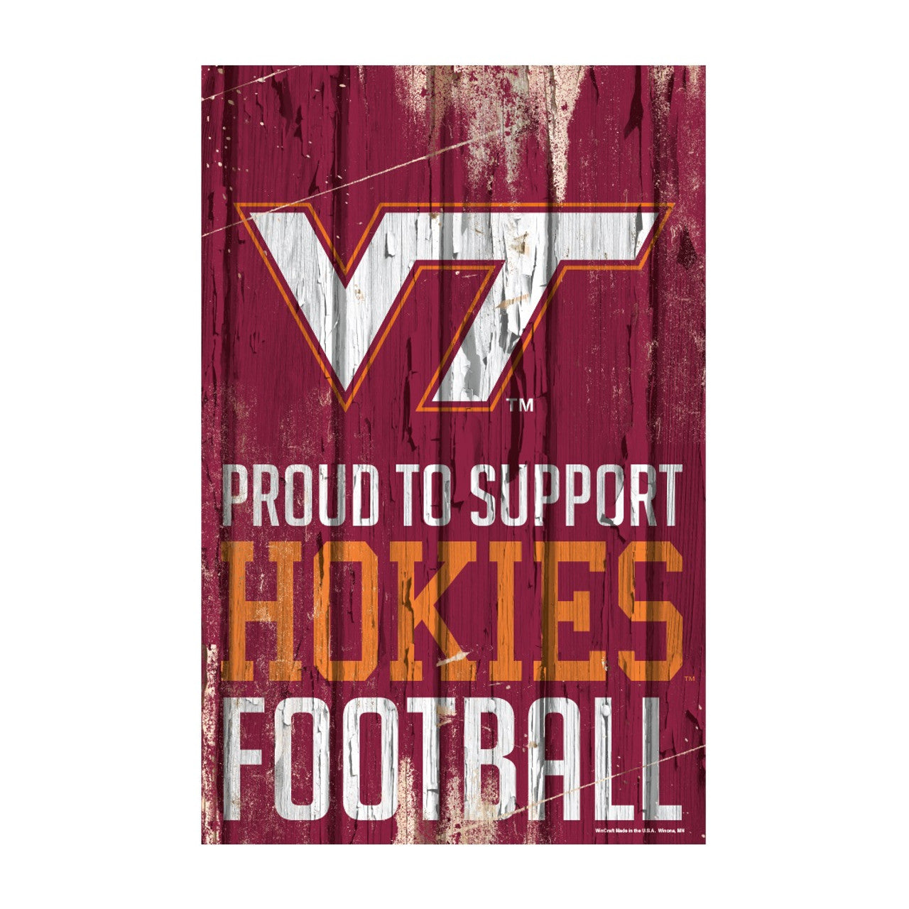Virginia Tech Hokies Sign 11x17 Wood Proud to Support Design - Special Order - Sports Collectibles, Sports Memorabilia, Sports Fan Shop, Sports Gifts