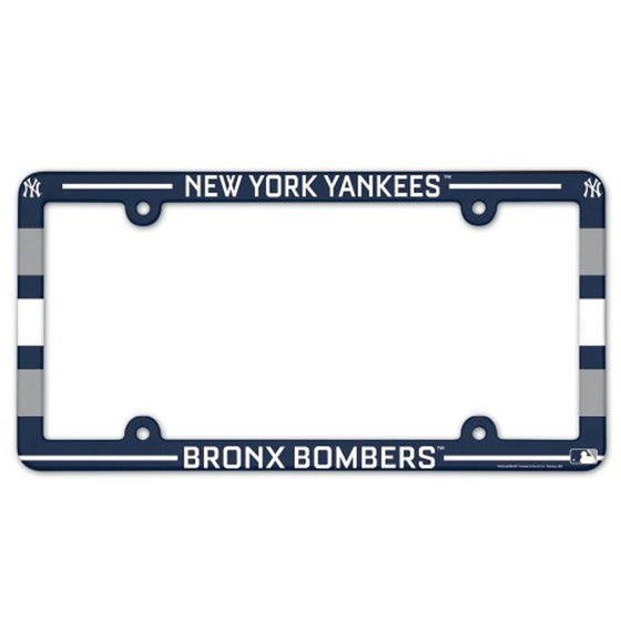 New York Yankees License Plate Frame Plastic Full Color Style - Sports Collectibles, Sports Memorabilia, Sports Fan Shop, Sports Gifts
