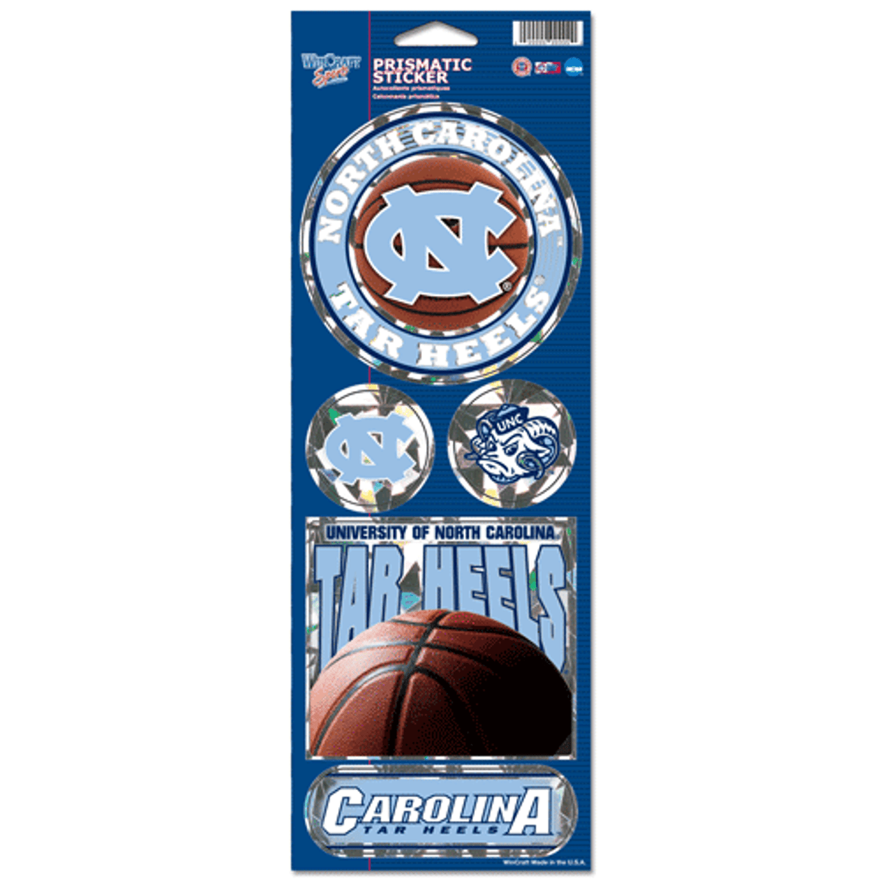 North Carolina Tar Heels Stickers Prismatic - Sports Collectibles, Sports Memorabilia, Sports Fan Shop, Sports Gifts