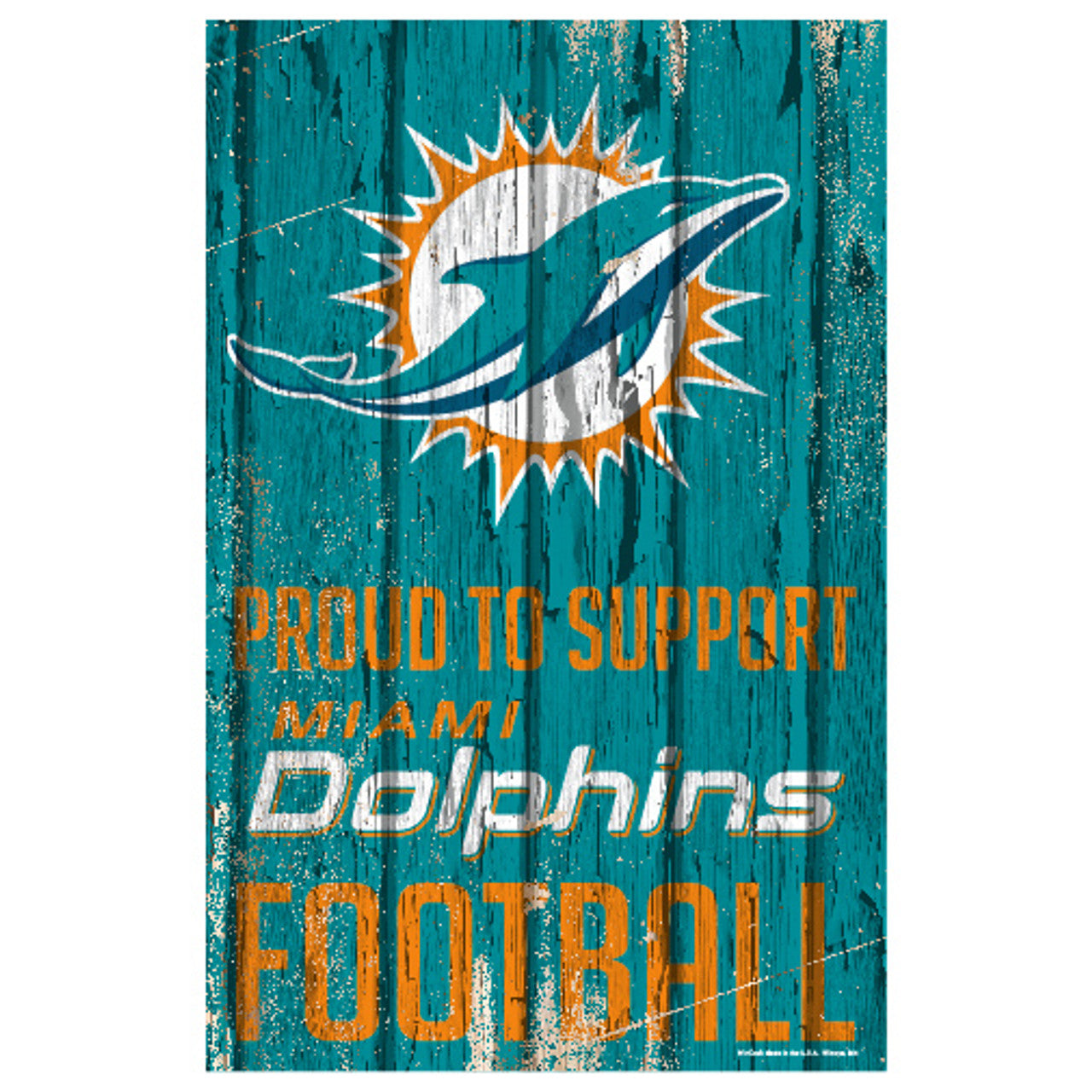 Miami Dolphins Sign 11x17 Wood Proud to Support Design - Sports Collectibles, Sports Memorabilia, Sports Fan Shop, Sports Gifts