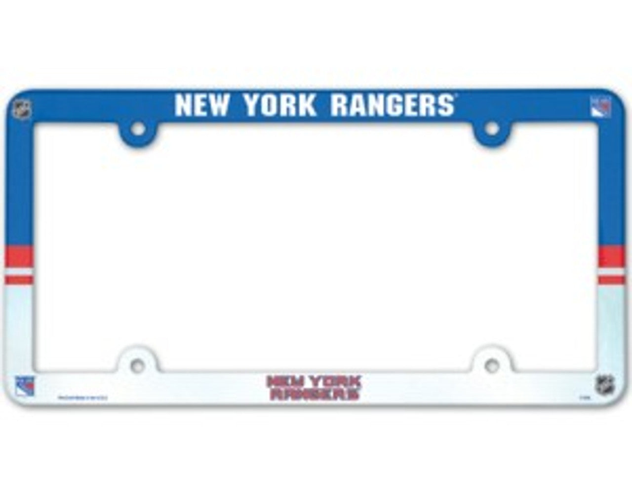 New York Rangers License Plate Frame Plastic Full Color Style - Sports Collectibles, Sports Memorabilia, Sports Fan Shop, Sports Gifts