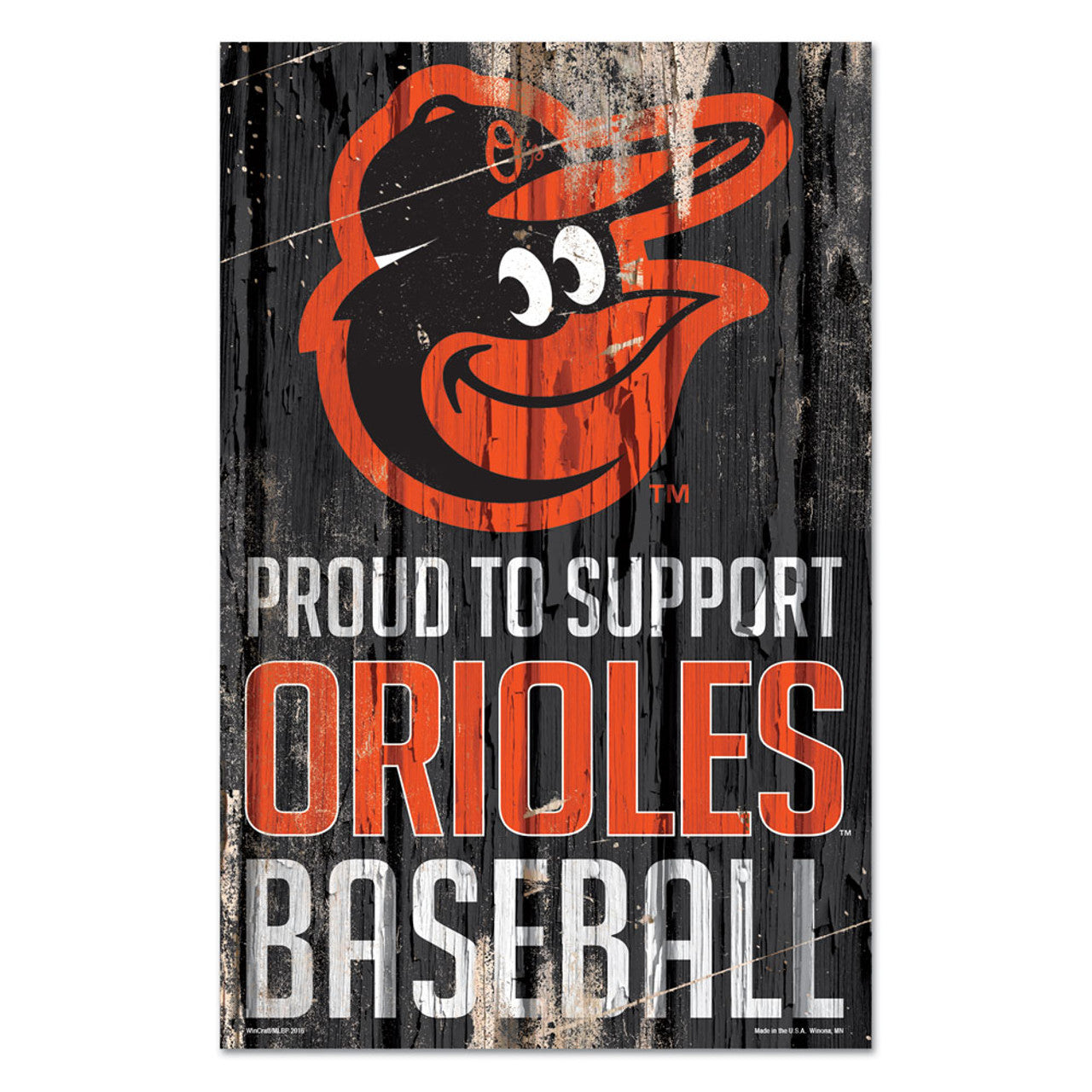 Baltimore Orioles Sign 11x17 Wood Proud to Support Design - Special Order - Sports Collectibles, Sports Memorabilia, Sports Fan Shop, Sports Gifts