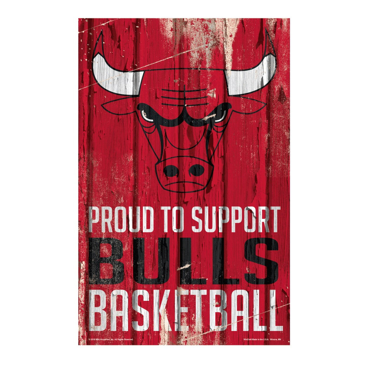 Chicago Bulls Sign 11x17 Wood Proud to Support Design - Sports Collectibles, Sports Memorabilia, Sports Fan Shop, Sports Gifts