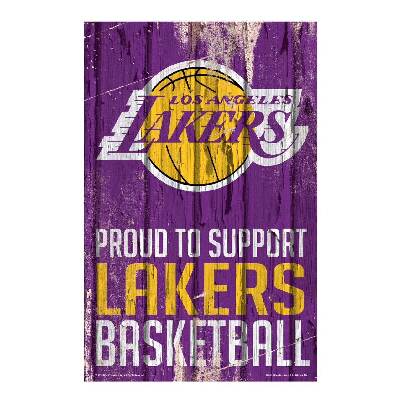 Los Angeles Lakers Sign 11x17 Wood Proud to Support Design - Sports Collectibles, Sports Memorabilia, Sports Fan Shop, Sports Gifts