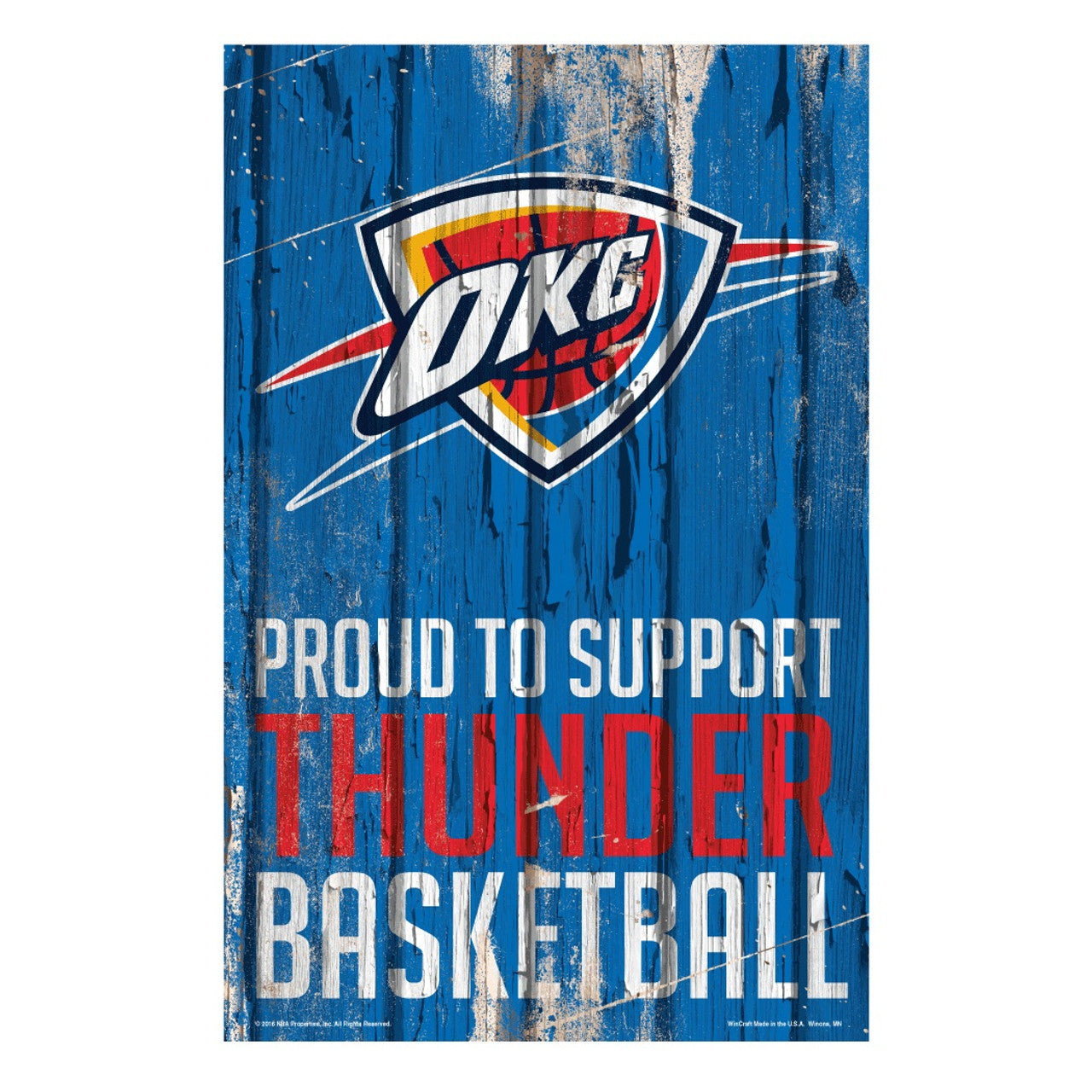 Oklahoma City Thunder Sign 11x17 Wood Proud to Support Design - Sports Collectibles, Sports Memorabilia, Sports Fan Shop, Sports Gifts