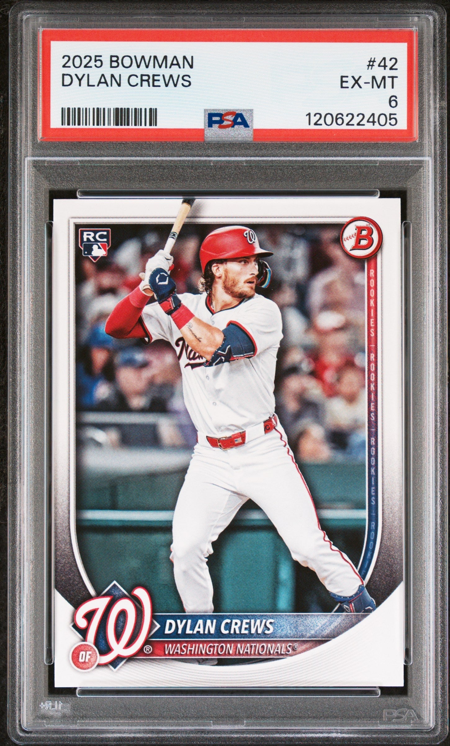 Graded 2025 Topps Bowman Dylan Crews #42 Rookie RC Baseball Card PSA 6 Excellent