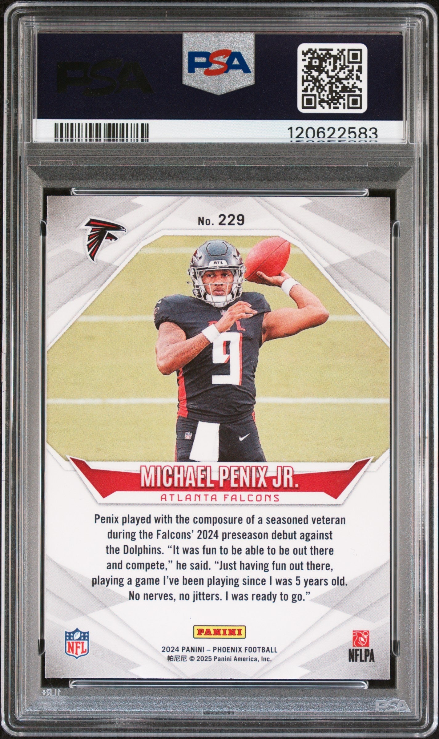 Graded 2024 Panini Phoenix Michael Penix Jr. #229 Rookie RC Football Card PSA 9 Mint